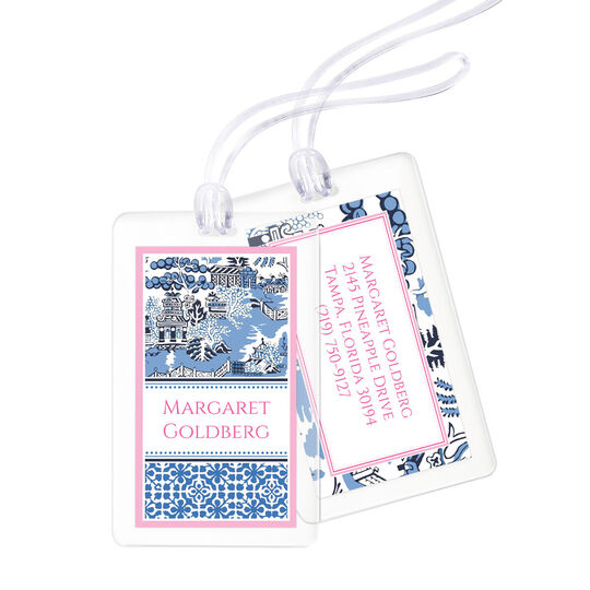 Blue Chinoiserie Luggage Tags